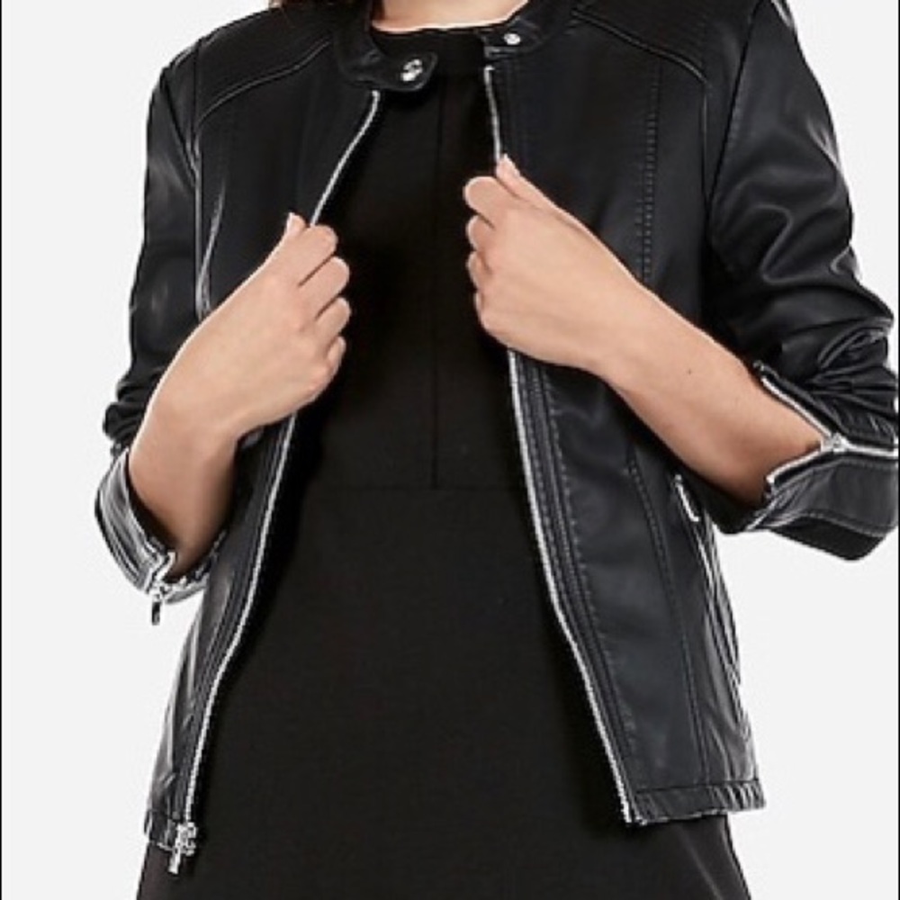 Leather Double Peplum Jacket by Express